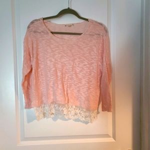 Soft pink & lace sweater size xs